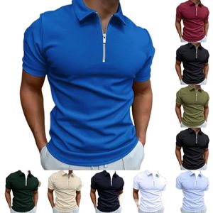 Summer Men's Polo Shirt Solid Color Short Sleeved Lapel T-shirt Casual Fit Top