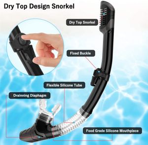 Anti-fog Mirror Lens Diving Mask Snorkel Tube Set for Adult Snorkel Full Breath Tube Gear Underwater Swim Goggles Equipment