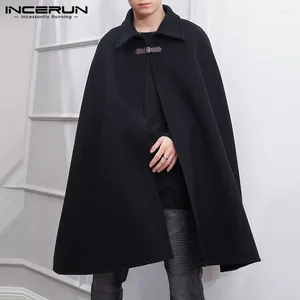 Men's Trench Coats INCERUN Tops 2024 American Style Long Sleeveless Shawl Cape Casual Loose Solid All-match Overcoats S-5XL