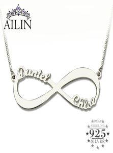 Ailin Personalisierte Infinity Halskette Zwei Name Halskette Silber Infinity Name Halskette hat kein Ende Liebe Schmuck Weihnachtsgeschenk J5284019