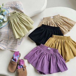 Baby Girls Skirts Summer Casual Pleated Elasticity Waist Shorts for Kids Clothing Solid Color Kawaii Children Pants New L2405