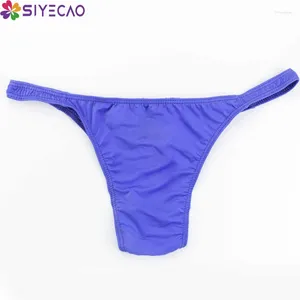 MUITAS PONTAS Ultra-finas de seda gelo Sexy Rouphe Men Bikini Briefs transparentes Hombre Slip Gay See através de Lingerie da Calcinha