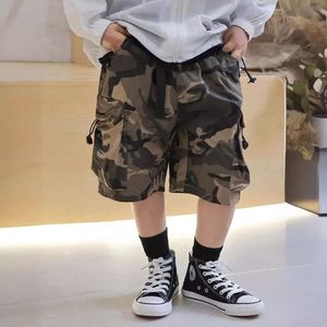 Child Camouflage Summer Teen Elastic Waist Overalls Boys Shorts Calf Children's Trousers Trend Pants L2405