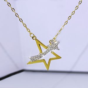 Luxury Star CZ Zircon Pendant Necklace Brilliant S925 Sterling Silver Gold Geometry Hollow Designer Necklaces sailormoon Choker Women Wedding Engagement Jewelry