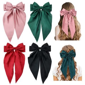 Big Hair Bows for Women Hair Ribbons Oversized Long Tail White Black Large Hair Ribbon Barrettes Metal Clips Bowknot Hair Accessories