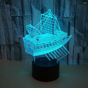 Table Lamps Sailing 3d Lamp 7 Color Touch Led Stereovision Night Desk Home Gift Atmosphere Small