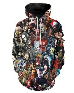 Unisex hoodie freddy jason mördare skräckfilmer 3d tryck hoodies mens tröja casual streetwear stil träning pullovers ou8185226