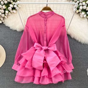 Chiffon chic blouse for womens autumn wear New style ruffle western-style senior design bow tie small shirt