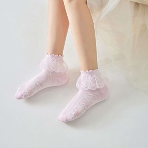 5PCS Lawadka 5Pairs/set Kids Girls Lace Ruffle Princess Summer Thin Mesh Children's Socks Cotton Toddler Baby Girl Sock 1-12Y