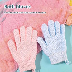 Bath Tools Accessories 1PC Five Finger Bath Gloves Double Sided Gloves Scrub Body Massage Sponge Scrubber Exfoliating Gloves Bathroom Accessories z240528