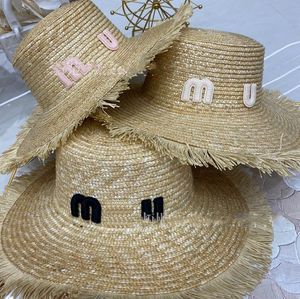 Designer Weaves Straw Hats Outdoor Sun Hat Broad Brim Beach Hat For Women's Sunscreen Basin Hat