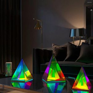 Bordslampor RGB LED Night Liight Light Bedroom Bedside Art Decoration Atmosphere Desks Bar Club Decor Christmas Year Gift