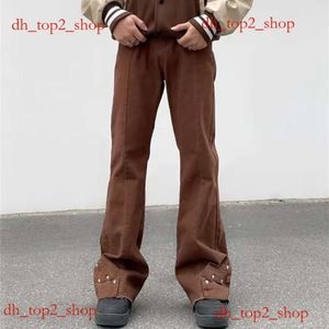 Vetements Pants Jeans Vintage Brown Baggy Flared Pants Men Clothing Fashion Straight Cargo Long Trousers Homme ca14