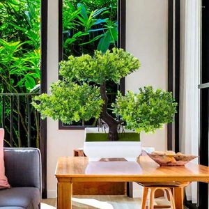 Kwiaty dekoracyjne sztuczne rośliny mini drzewo bonsai garnek żywy dom domowy prezent dla dzieci el ogród dekoracje na zielono