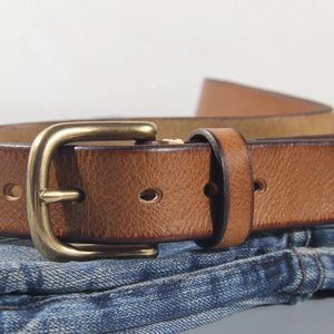 Thick denim belt womens pure copper button top denim fully matched casual denim belt high-quality retro luxury womens belt 240513