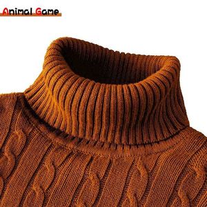 Męskie swetry Nowe zimowe ciepłe turtlerek sweter swobodny męski Rolneck ciepły dzianin sweter Keep Warme Men Knit wełniany sweter Q240527