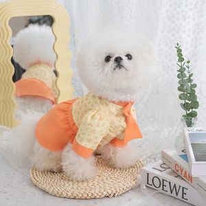 Vestido de cachorro arco floral arco hanbok roupas de duas peças vestidos de renda cães pequenos roupas gatos gatos coreanos kawaii primavera no verão produtos de estimação