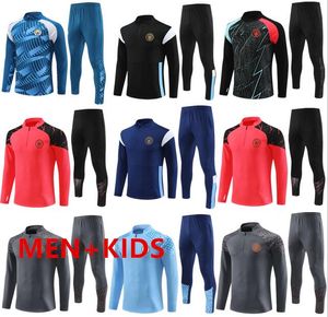 23/24 Mans Trackuit Citys Citys Haaland Half zip Allenamento per uomini uomini 23/24 Maniche a maniche lunghe Girniche di football Sopravvissuto al piede Chandal