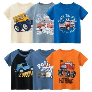 T-shirts t-shirts 2024 sommar ny tecknad bil t shirt pojkar flickor kort ärm o-hals t-shirt barn toppar barn kläder bomullstee skjortor dropship wx5.27