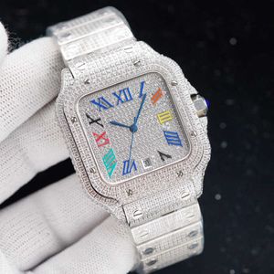 Armbandsur armbandsur diamanter män titta automatisk mekanisk klocka 40mm med diamantspäckt stålarmband VVS1 GIA armbandsur Fas 166e