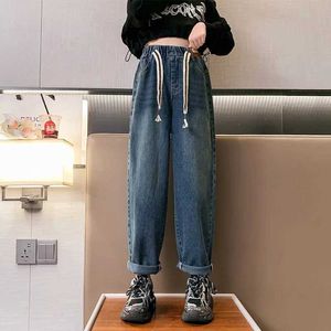 Trousers Girls Jean Pants Long Trousers Cotton 2024 Charming Spring Autumn Teenagers Babys Kids Pants OutdoorSchool Teenagers Children Y240527