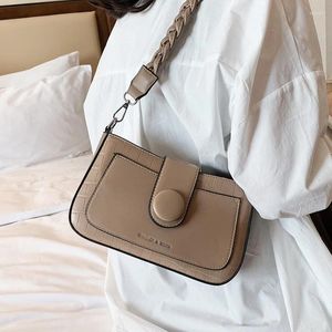 Väska utländsk stil små fyrkantiga väskor för kvinnor lyxväv axel rem handväska kvinnlig stenmönster läder crossbody
