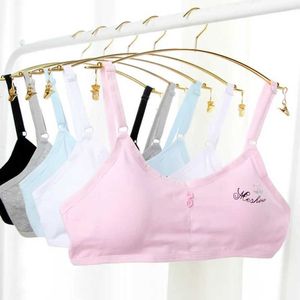 Camisole Childrens sutiã garotas roupas íntimas letra colorida sólida impressão de treinamento juvenil sutiã puro algodão infantil fofo girls esportes 12-18y y240528