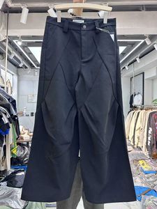 Męskie dżinsy gładkie plisowane żebrowane spodni J240527