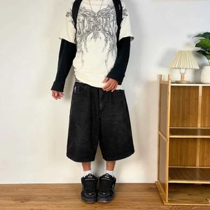 Męskie szorty retro y2k big boys kreskówek haftowane dżinsy Hip Hop Street Ustanining Bagaż Gym Shorts Harajuku gotyckie szorty S2452899