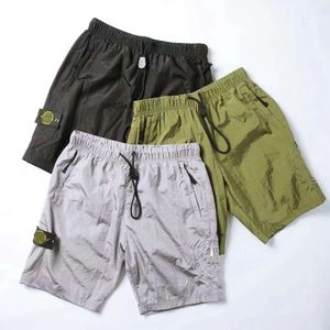 stone shorts Summer New Light and Thin Metal Folded Nylon Side Compass Embroidered Shorts with Loose Size 5/4 Pants