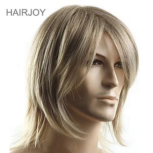 HairJoy Male Synthetic Hair Wig Medium Längd rak cosplay peruker värmebeständig fiber 240520