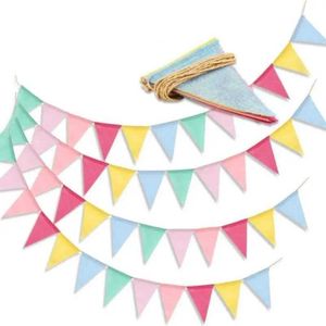 Banners Streamers Confetti Vintage Colorful Burlap Linen Bunting Flags Pennant For Happy Birthday Party Wedding Decoration Candy Bar d240528