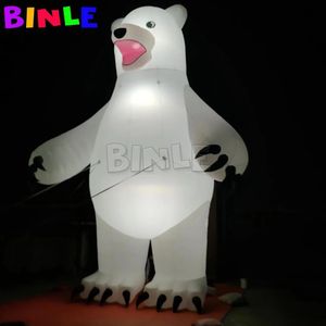 8m de Natal por atacado de Natal Gigante Polar Inflável com LED LED Lighting Factory Air Inflable Bear Mascote para decoração de quintal