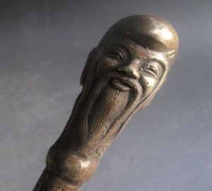 Sällsynt kinesisk mässing snidad staty drake longevity God Shoehorn1600515