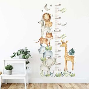 Duvar dekor karikatür Afrika hayvan yüksekliği ölçümü çocuk odası bebek kreş duvar çıkartmaları D240528