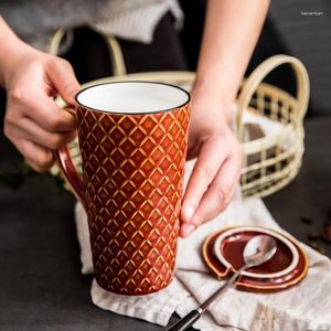 Tazze tazze da caffè in ceramica vetrata con coperchio e cucchiaio set di tazze regalo di compleanno per bevande in porcellana da tè amico