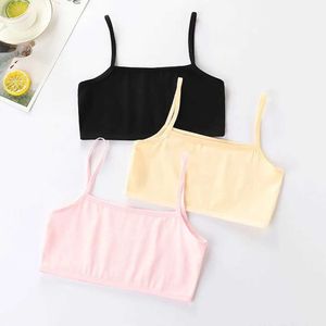 Camisole Adolescent Camisole Childrens Solid Color Soft Cotton Training Bra Girls Strap Bra Suitable for Adolescent Growth Stage Childrens Underwear Top Y240528
