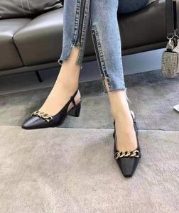 stylishbox Y21051104 BLACKIVORY KITTEN HEELS shoes GOLD CHAIN GENUINE LEATHER SLING BACK POINTED TOE FASHION CASUAL BALLERINAS W3079688