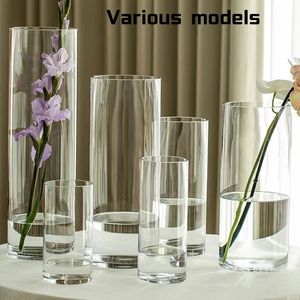 Vaso acrilico artistico artistico trasparente idroponico di fascia alta e resistente all'impatto a tubo dritta per pc tavolo floreale decorativo 240527