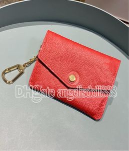 Lyxdesigner Wallet Credit Card Holders Red äkta läder Empreint -logotyper Bokstäver präglade nyckelchain Key Pounch Mens Womens Coi1948548