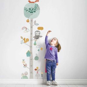 Wall Decor DIY Forest Animal Trees Height Wall Sticker Decor Children Height Measure Mural Decals Nursery Creative Wallpaper d240528