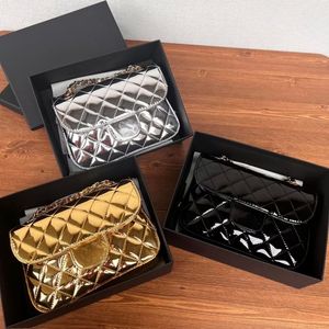 New diamond lattice mirror paint chain shoulder bag with five-pointed star purse gold, silver and black three color VIP gift box