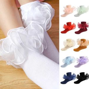 Kids Socks Candy Color Princess Girls Frilly Sock For Party Dance Childrens Sock With Lace Soft Kids School Socks Ruffles Baby Socken d240528