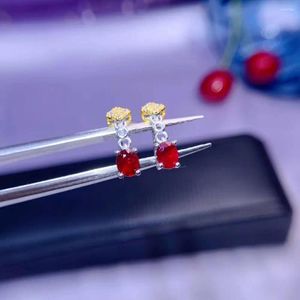 Stud Earrings Elegant Red Natural Ruby Gemstone For Women With Silver Jewelry Selling Gift Style Charming