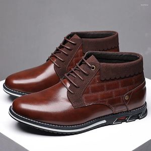 Sapatos casuais homens botas de inverno trabalho de moda tornozelo homem feito à mão à prova d'água não deslizante