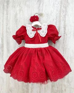 Vestidos de menina 1-12y bebê outono inverno algodão vermelho veludo vintage