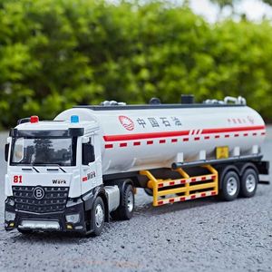 Diecast Model Arabalar 1/18 Ölüm Casting Alaşım Yağ Tank Kamyon Modeli Çıkarılabilir Mühendislik Taşıma Konteyneri Kamyon Araç Su Pompası Kamyon Oyuncak S2452722