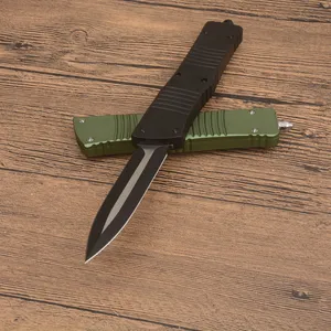 Promotion High End AUTO Tactical Knife D2 Black/Satin Blade Knife CNC Aviation aluminum Handle Outdoor Camping Hiking EDC tactical knives with Nylon Bag