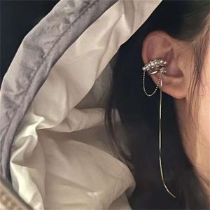 Tassel Unik pärla för kvinnor utan hål vår och sommar temperament design av sens fransk stil öronklippörhängen ringar