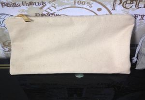 30pcslot 12oz blank Cotton Canvas Cosmetic Bag مع Gold Zip للجنسين غير الرسميين المحافظين على عملة صلبة مكياج يطابق البطانة 6301988